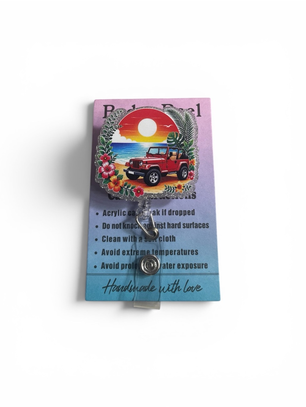 Jeep Red Sunset Beach Badge Reel